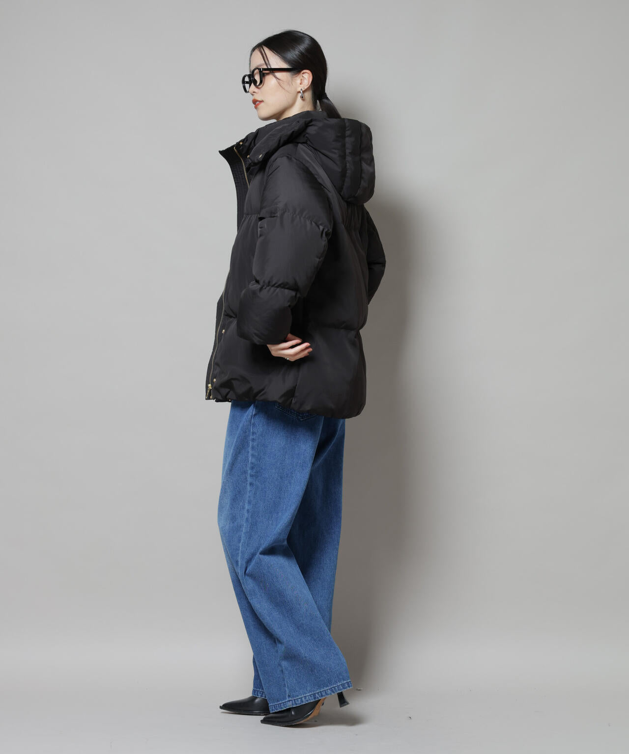 撥水加工 フード ショート ダウン コート