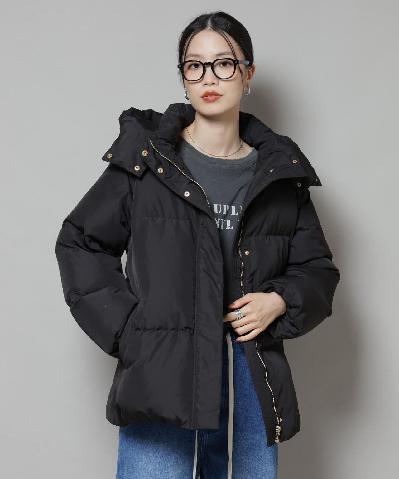 【美品】fusalp フード付き　ダウン　 ブラック　コート　防水コート　極暖 美品】fusalp フード付き ダウン ブラック コート 防水コート 極