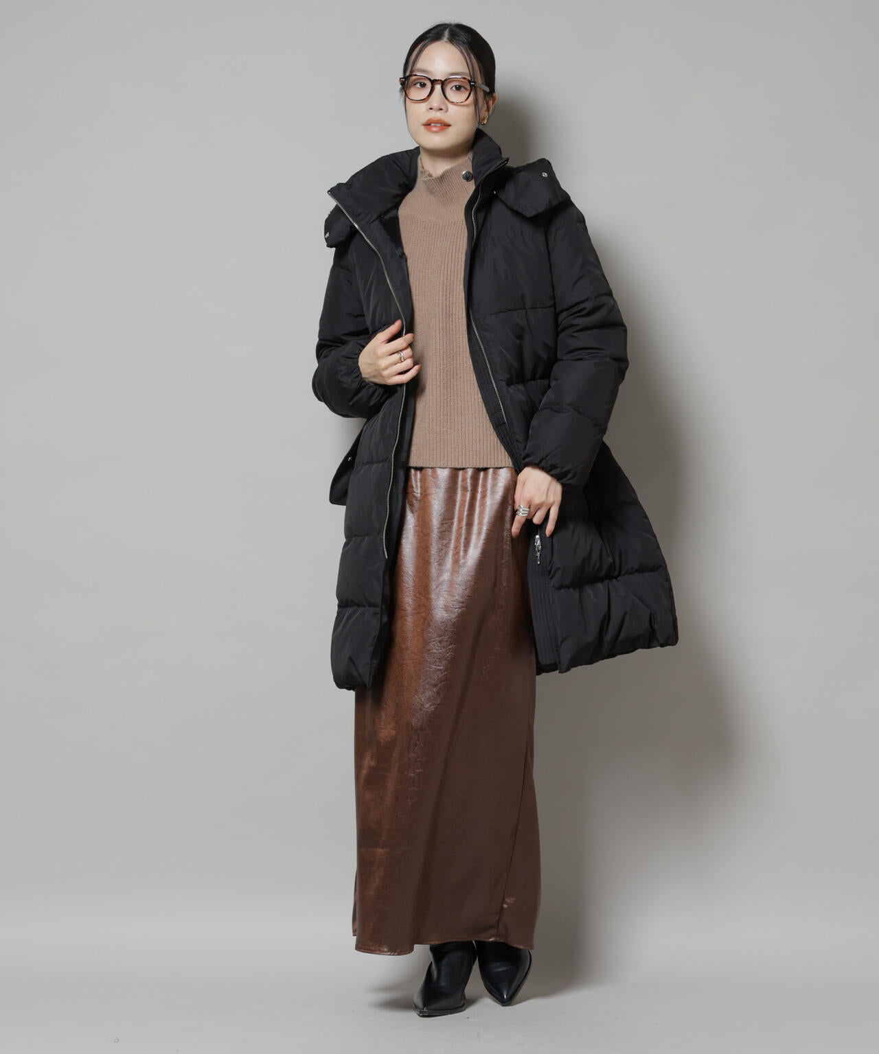 撥水加工 フードロングダウンコート 6735214307