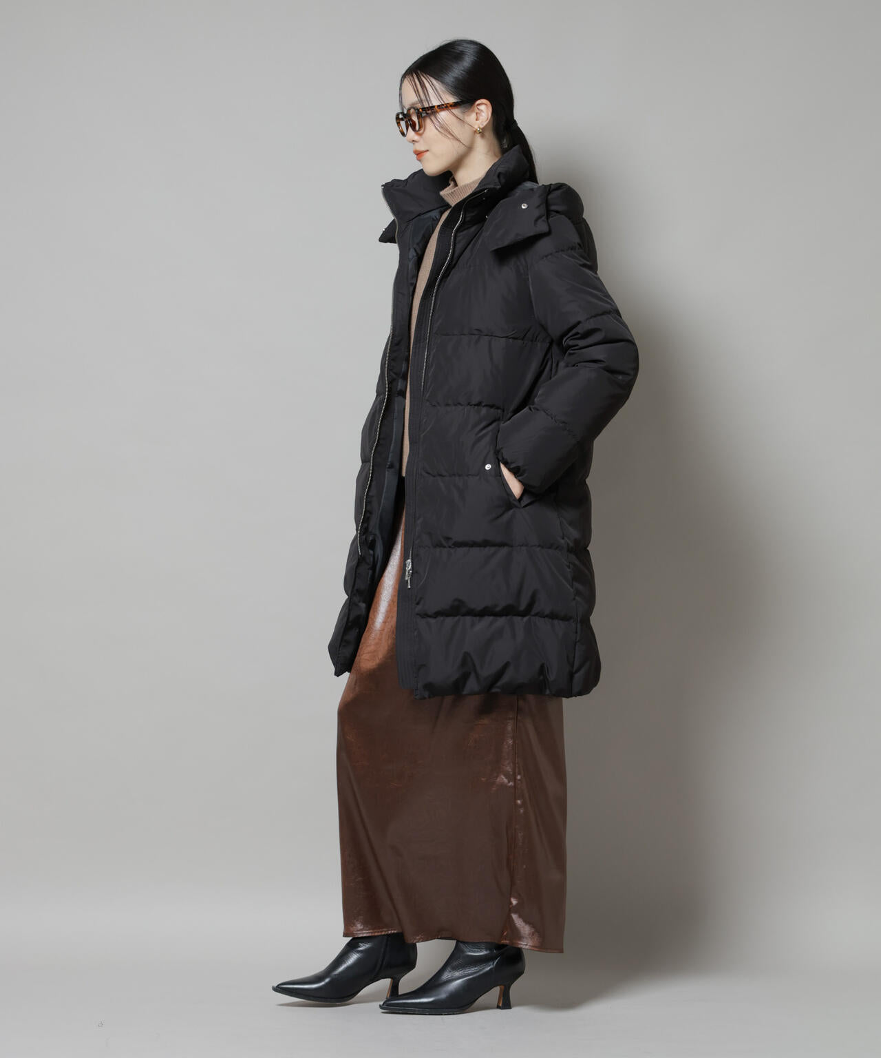 撥水加工 フード ロング ダウン コート