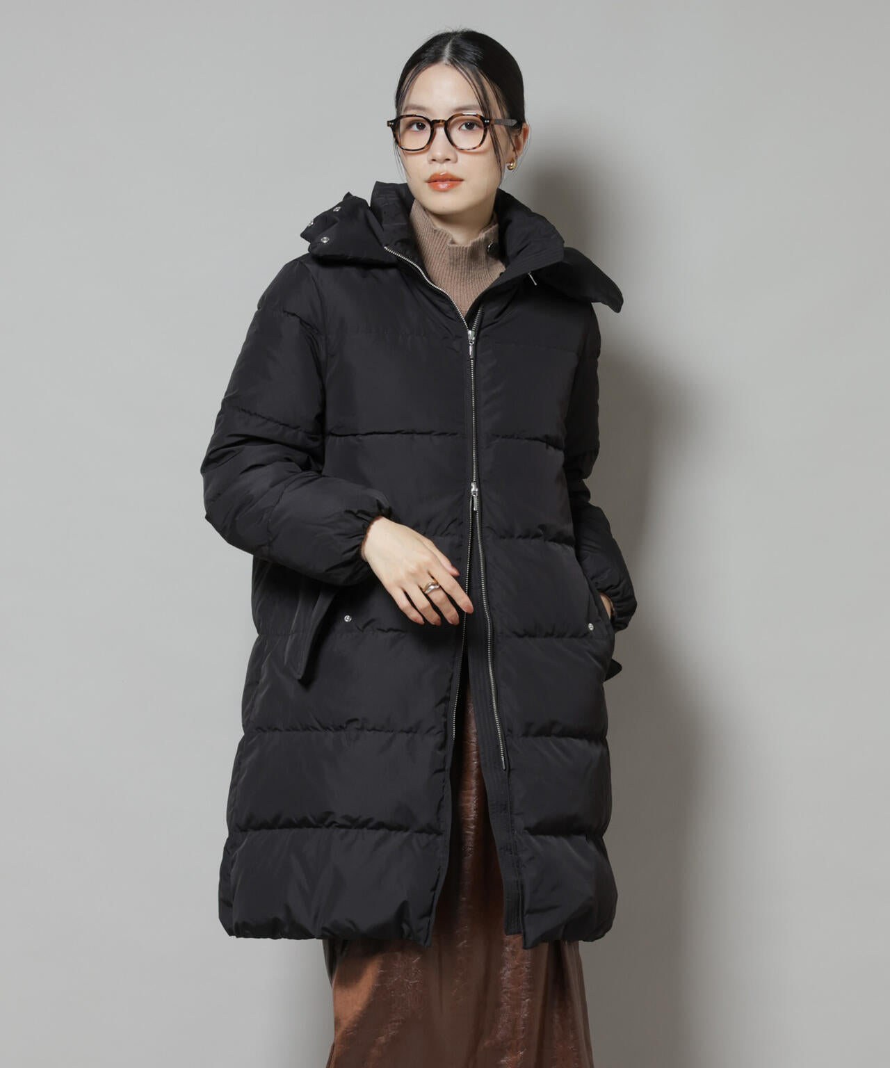 撥水加工 フードロングダウンコート 6735214307