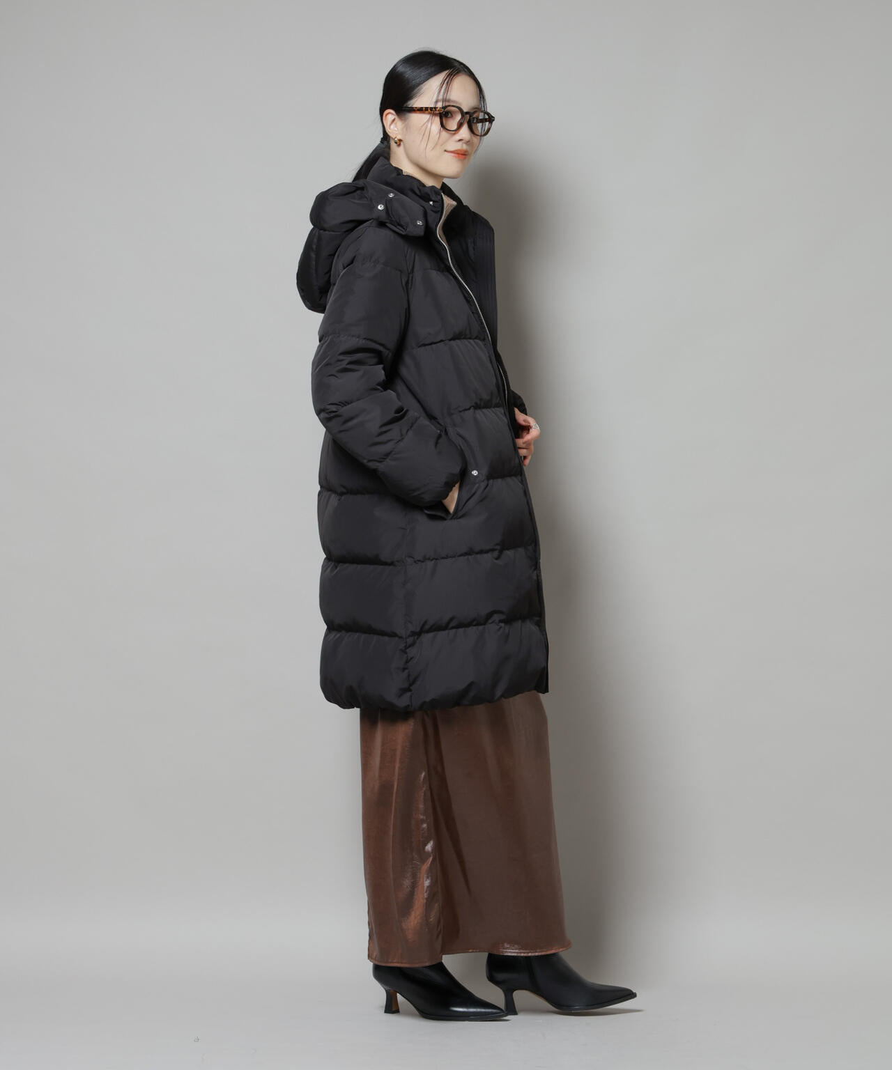 撥水加工 フード ロング ダウン コート