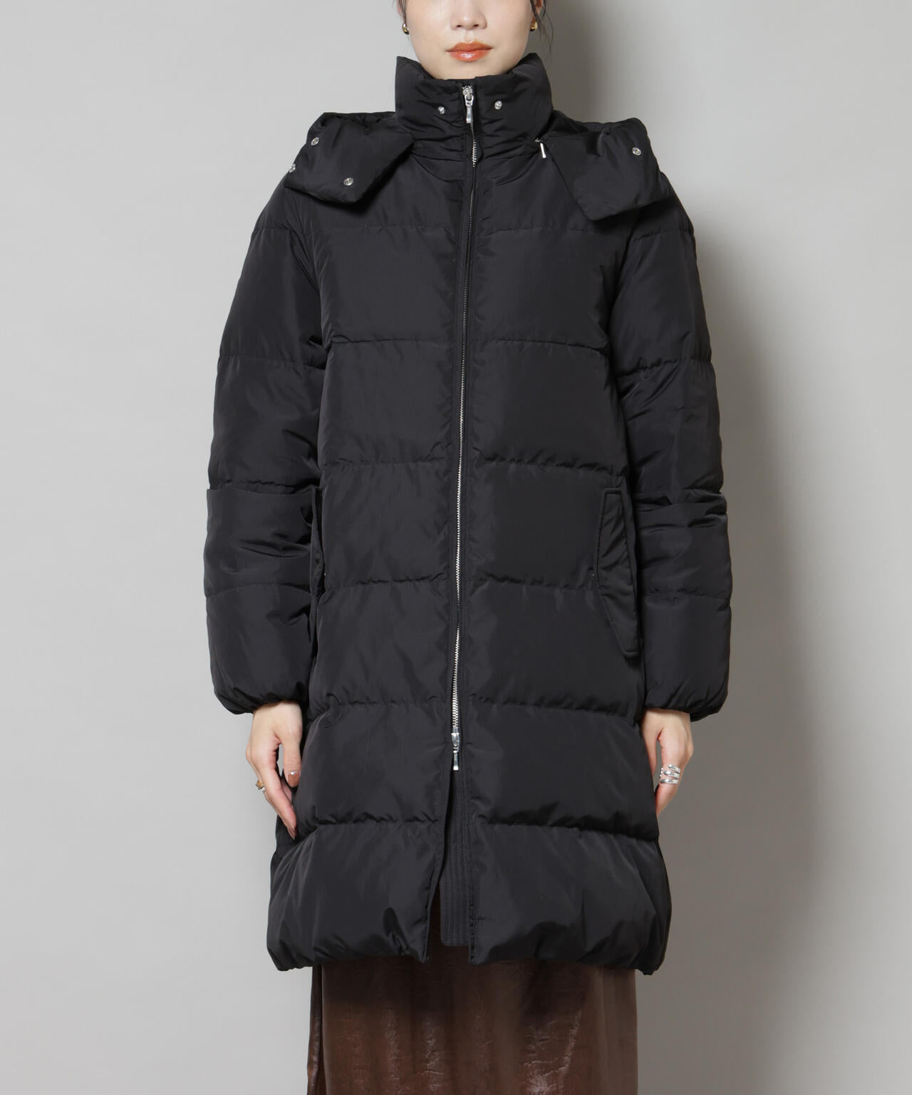 撥水加工 フードロングダウンコート 6735214307