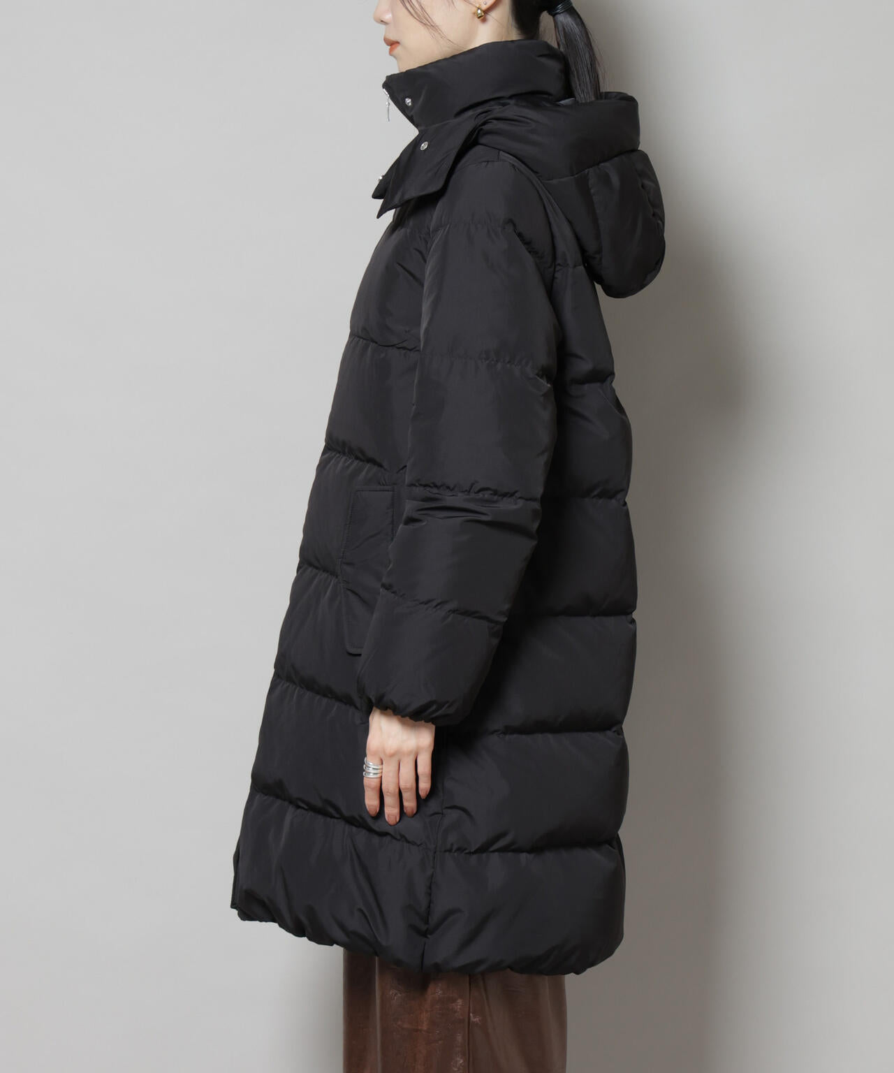 撥水加工 フードロングダウンコート 6735214307