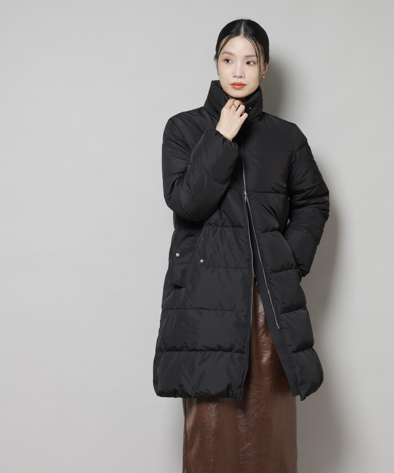 撥水加工 フードロングダウンコート 6735214307