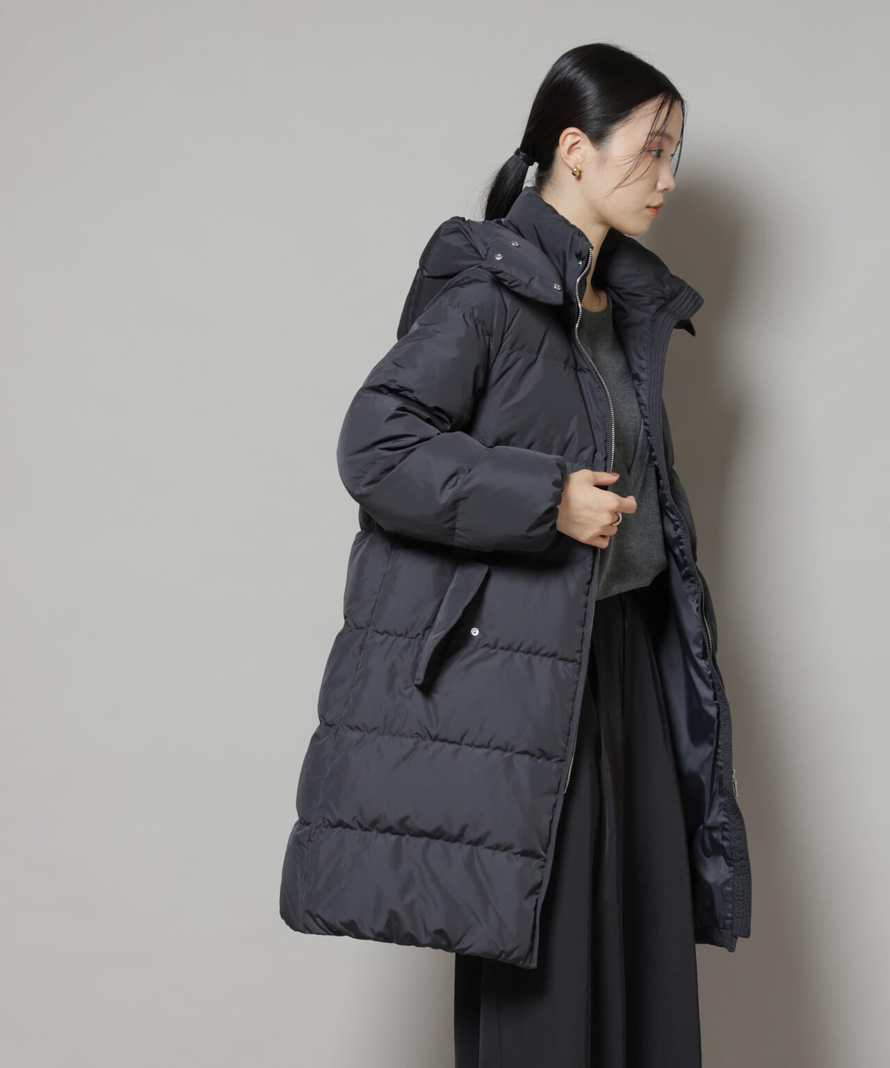 撥水加工 フードロングダウンコート 6735214307