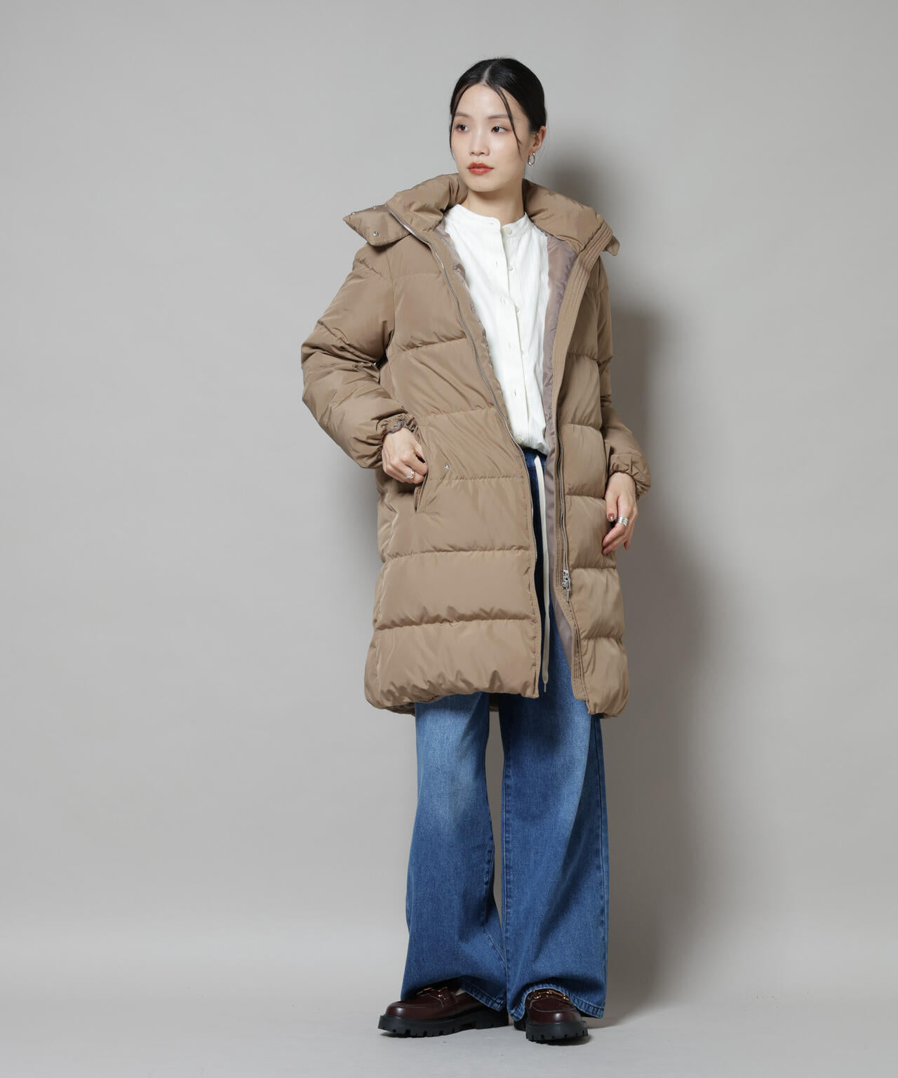 撥水加工 フードロングダウンコート 6735214307