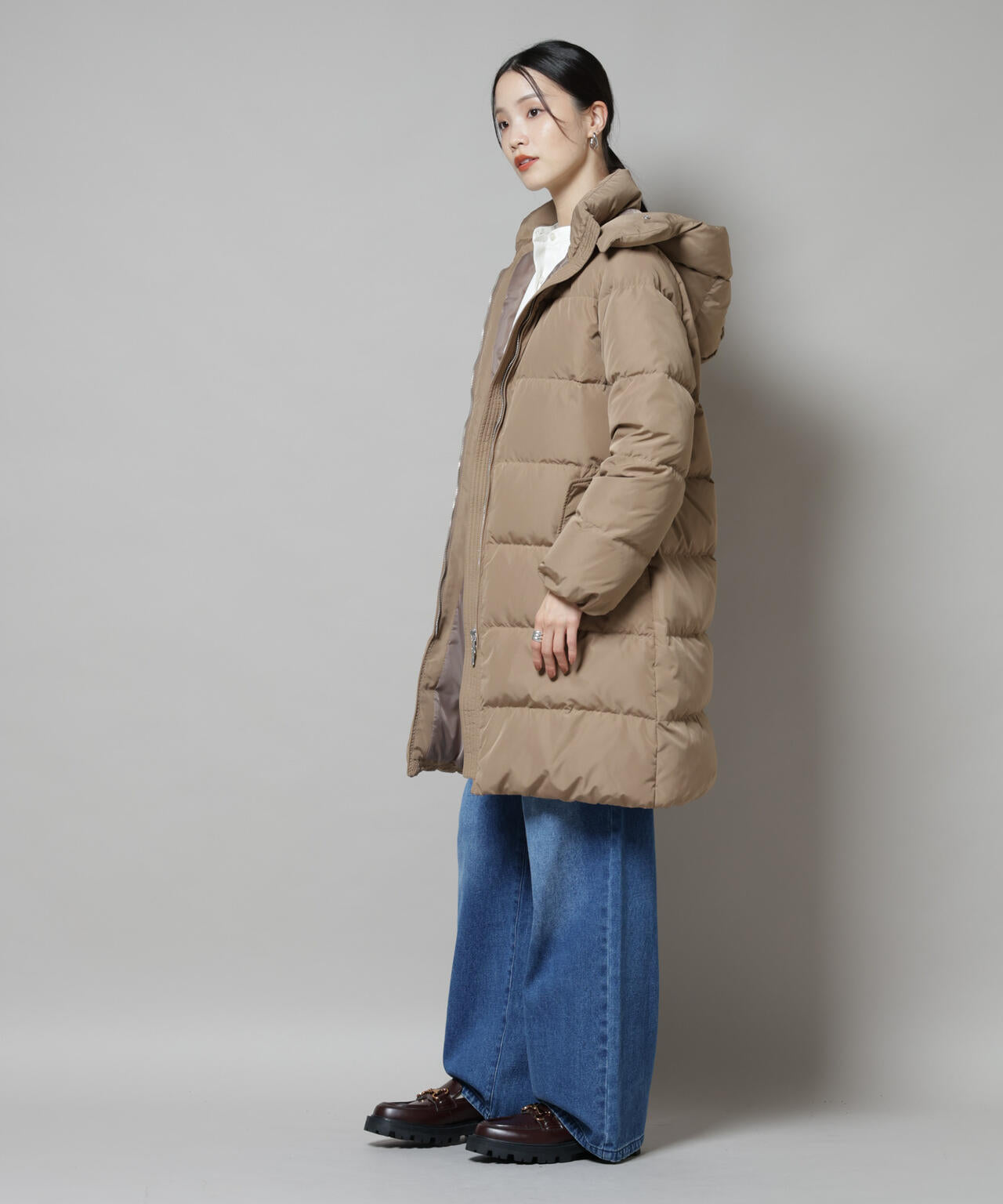 撥水加工 フードロングダウンコート 6735214307