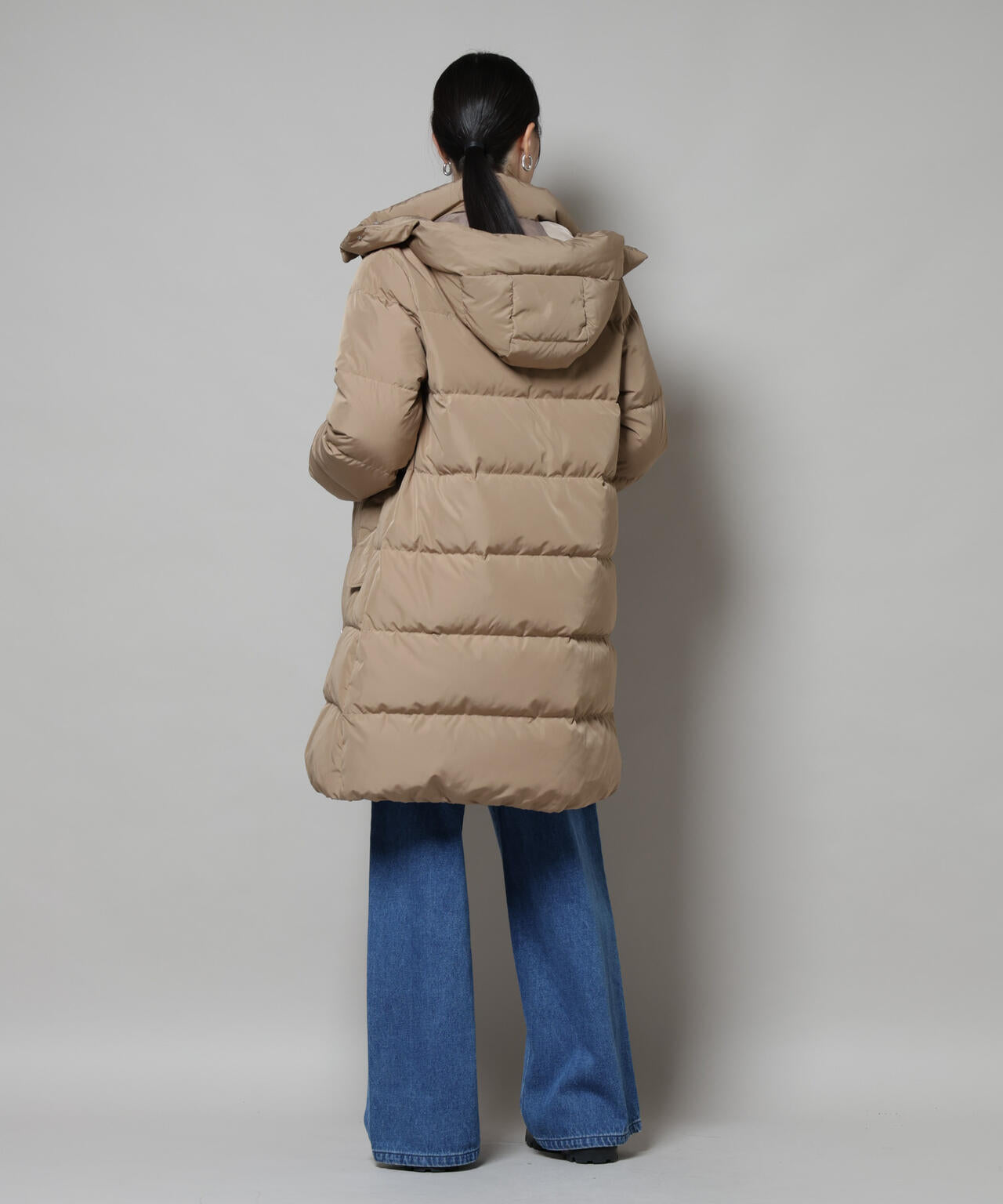撥水加工 フードロングダウンコート 6735214307