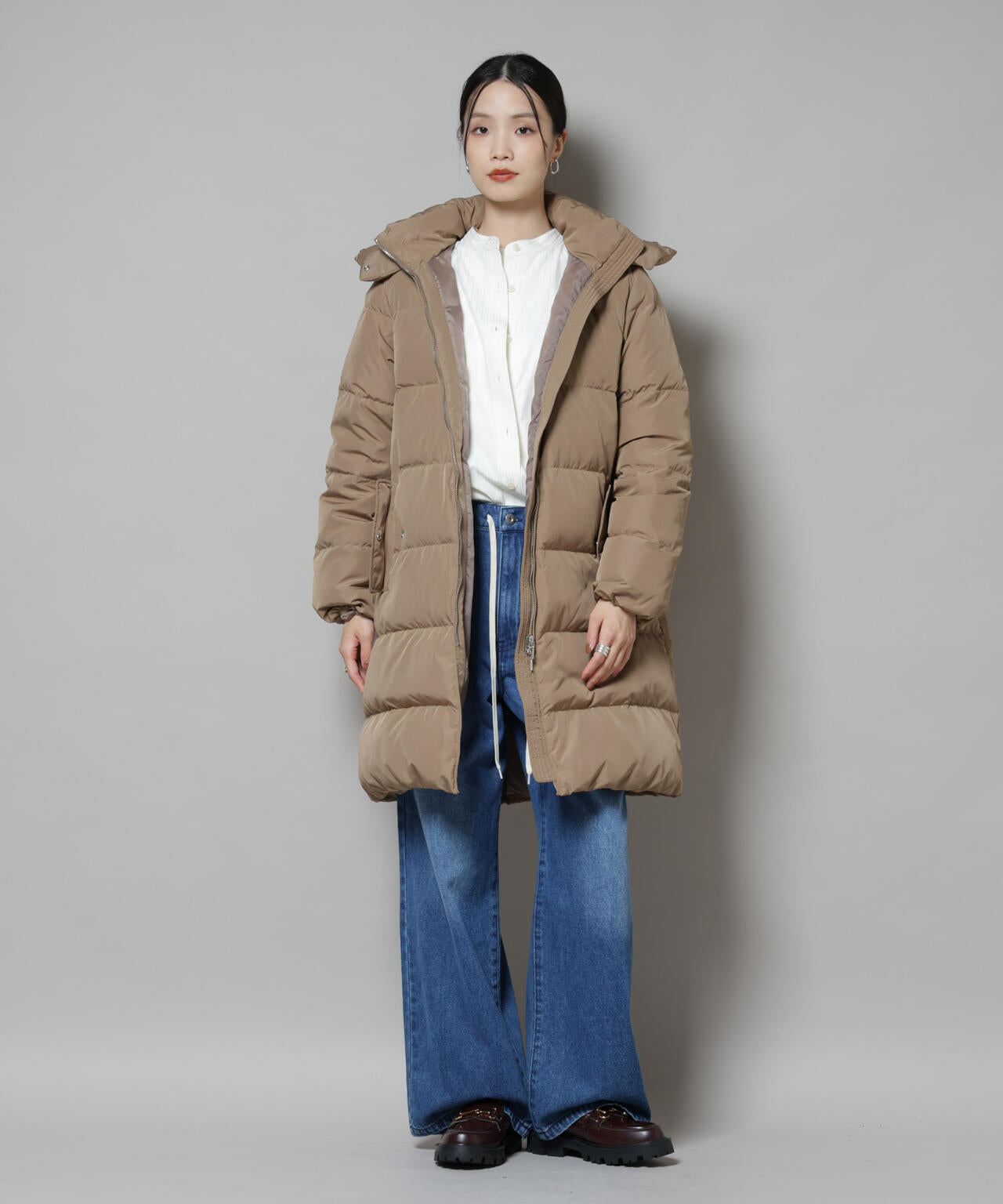 撥水加工 フード ロング ダウン コート