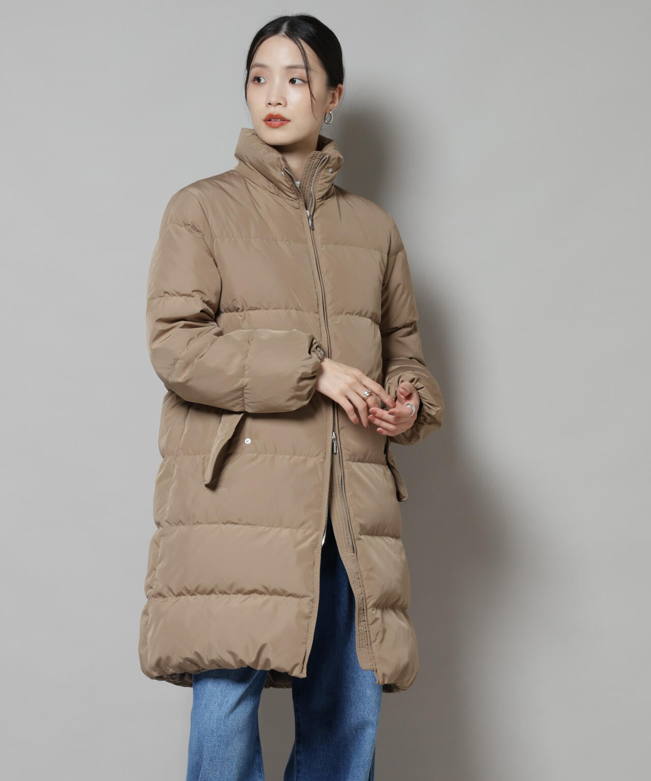 撥水加工 フードロングダウンコート 6735214307