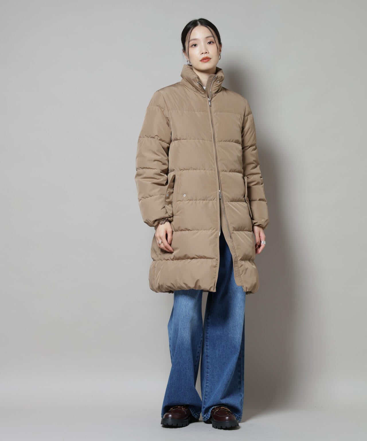 撥水加工 フードロングダウンコート 6735214307