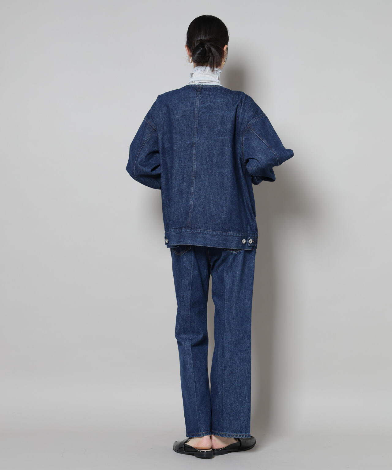 ナゴンスタンス nagonstansノーカラー デニムジャケット ノーカラーデニムジャケット/マシンウォッシャブル（デニム