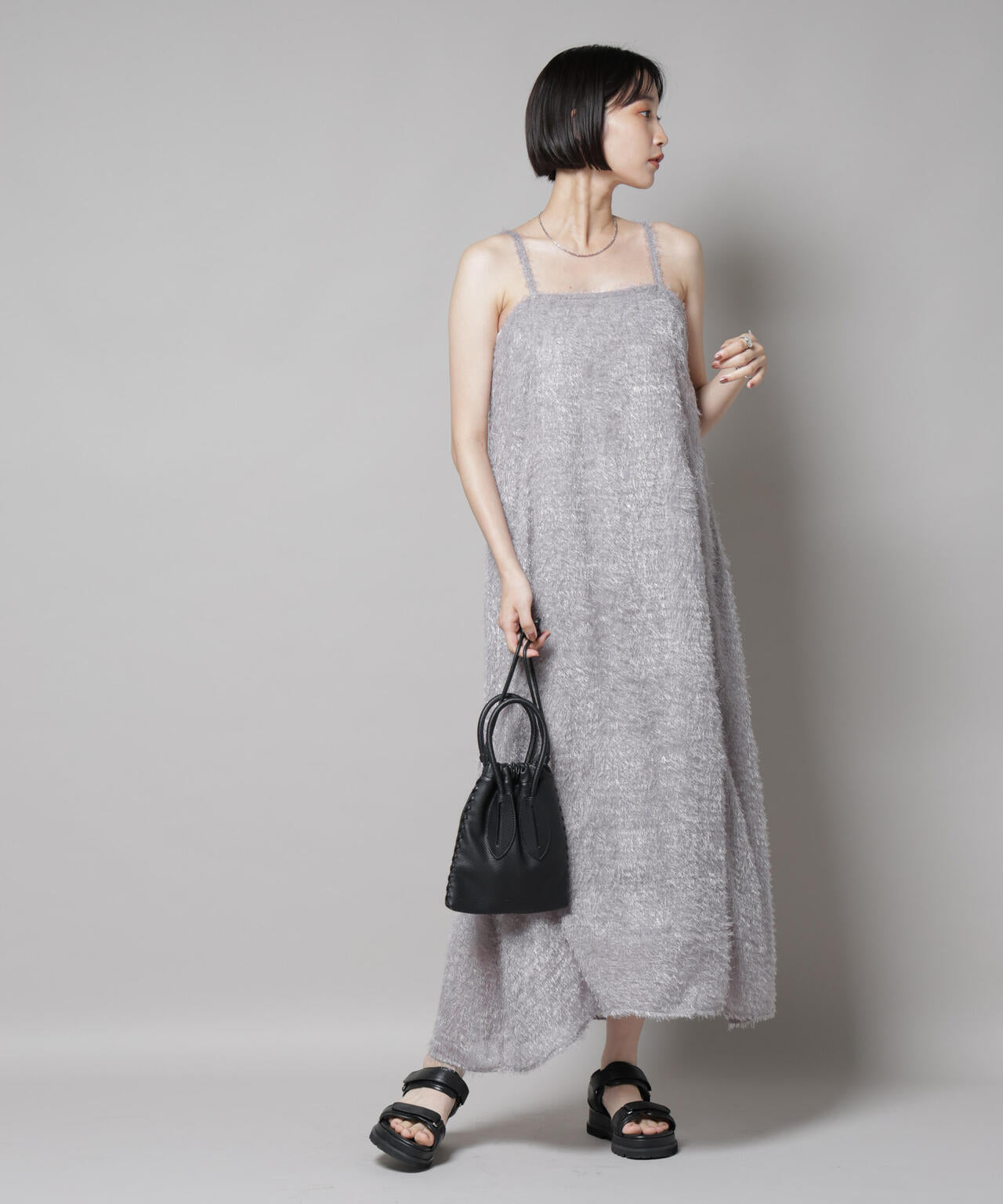 フリンジシフォンキャミソールワンピース(セットアップ可)