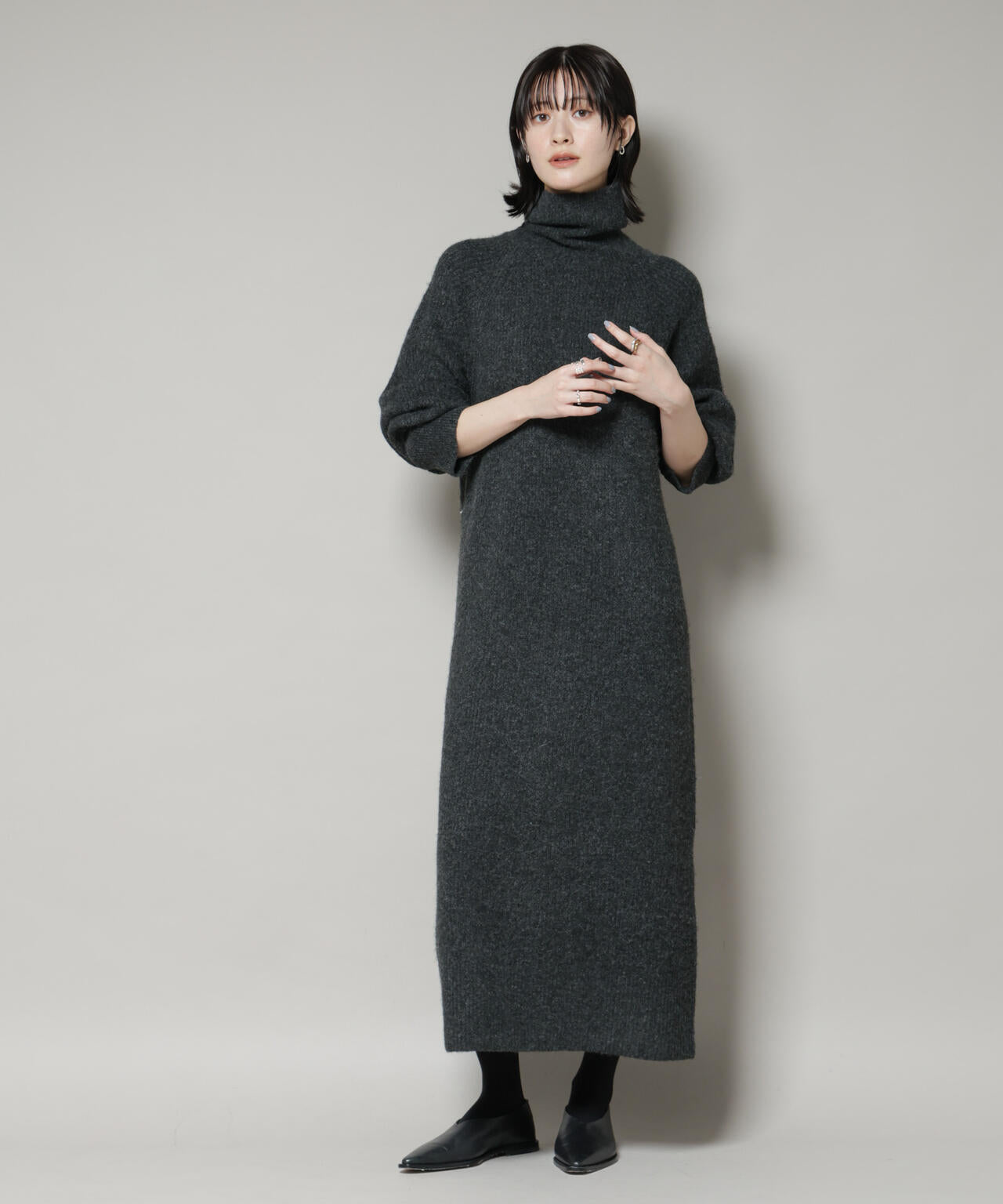 HAENGNAE CHIKUWABU SHOULDER タートルニットワンピース CHIKUWABU KNIT DRESS(FREE BLACK): HAENGNAE: WOMENS｜THE TOKYO