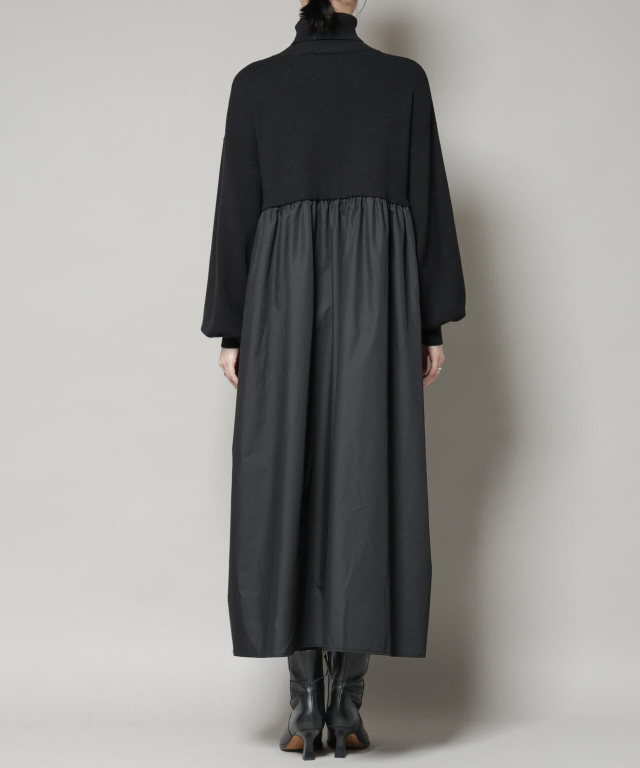 異素材 コンビ ドッキング タートル ワンピース