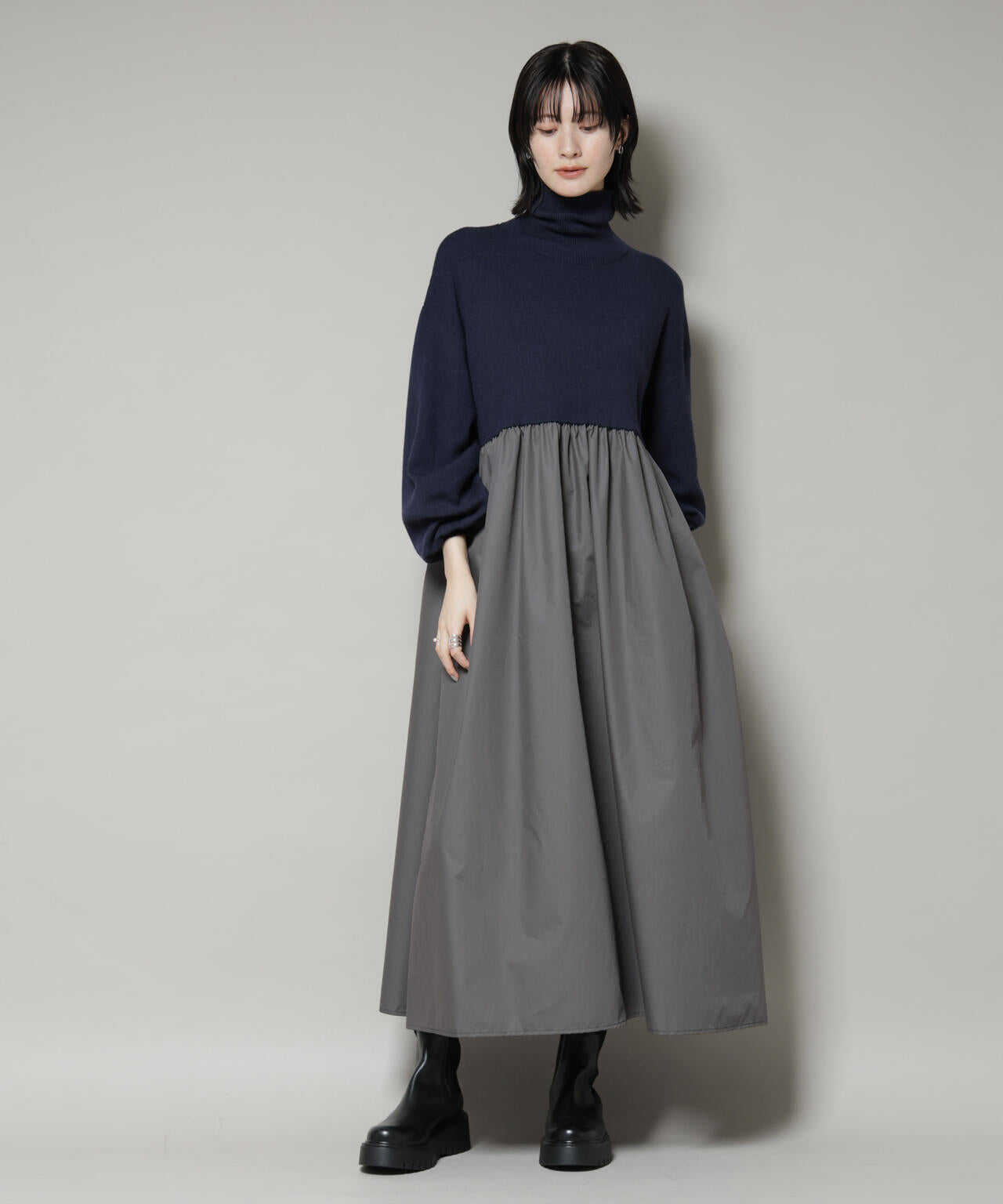 極美品✨コヒナ ベルト付きヨークシャツワンピース ブルーグリーン S COHINA】ベルト付きヨークシャツワンピース ブルーグリーン