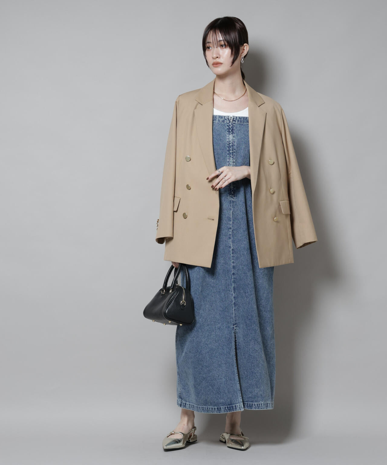 前後2wayデニムキャミソールワンピース 6735219314