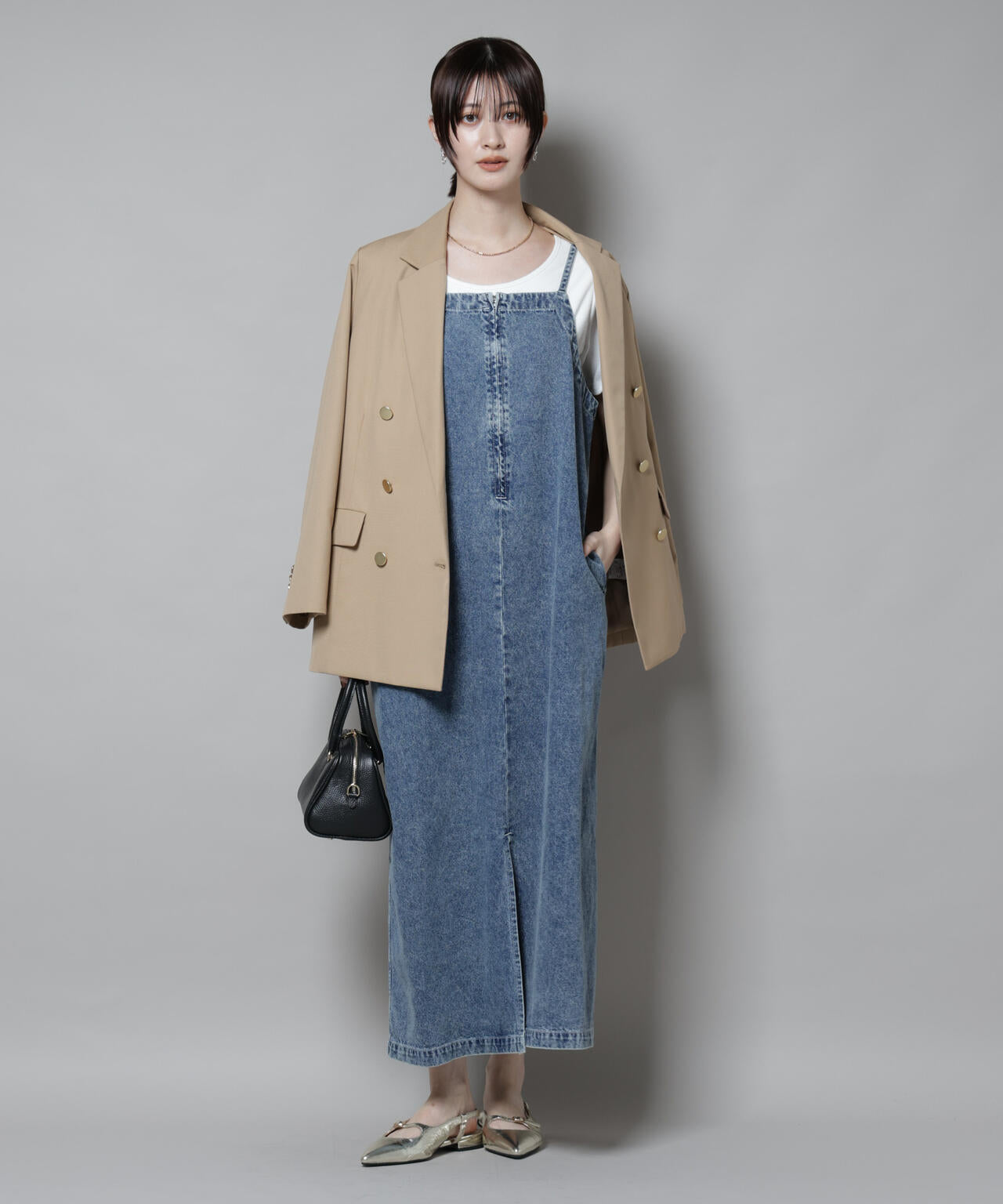 前後2wayデニムキャミソールワンピース 6735219314