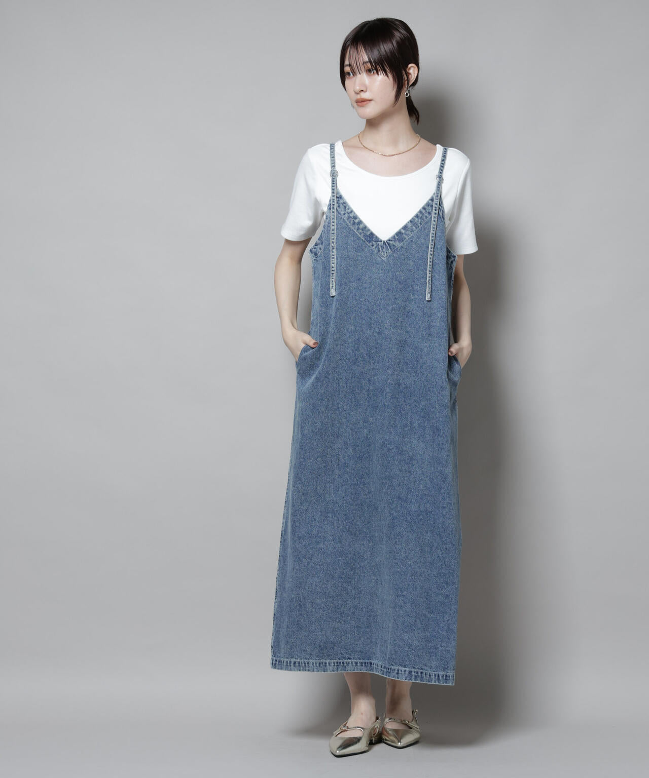前後2wayデニムキャミソールワンピース 6735219314