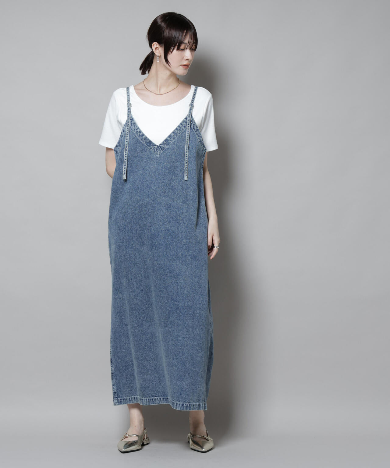 前後2way デニム キャミソール ワンピース