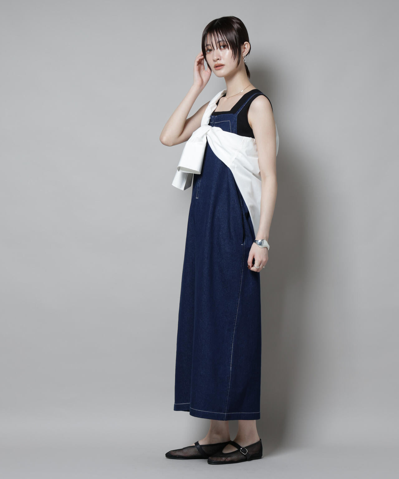 週末値下げ！Mamekurogouchi キャミソールワンピース ネイビー 前後2way デニム キャミソール ワンピース