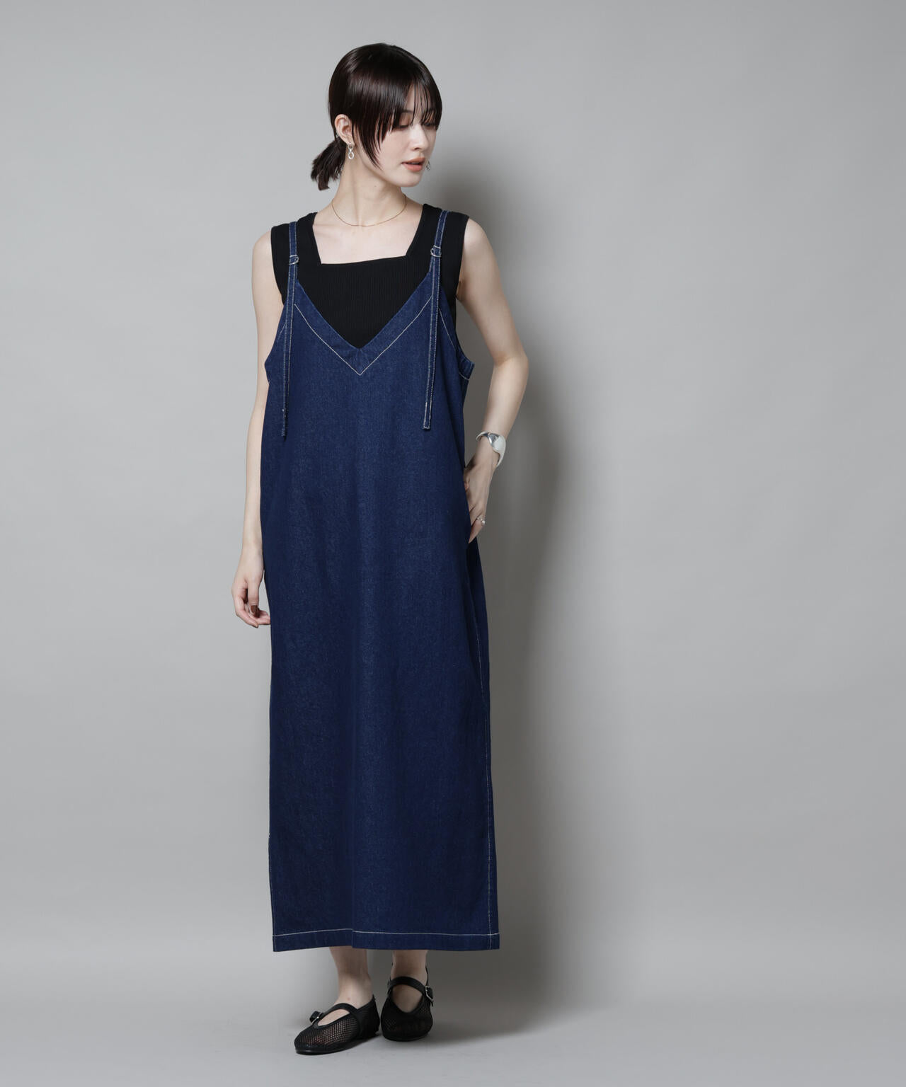 前後2way デニム キャミソール ワンピース