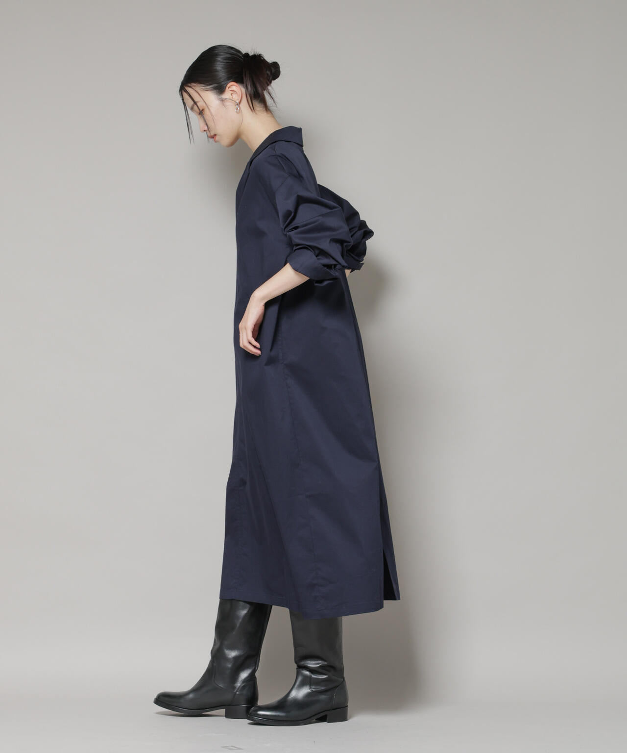 テーラードカラー ロングワンピース