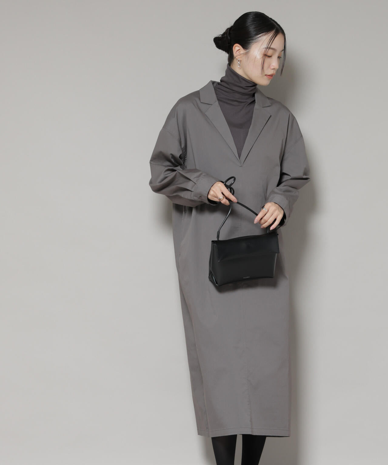 テーラードカラー ロングワンピース