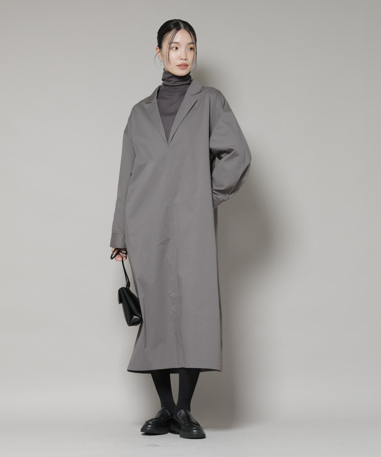 テーラードカラー ロングワンピース