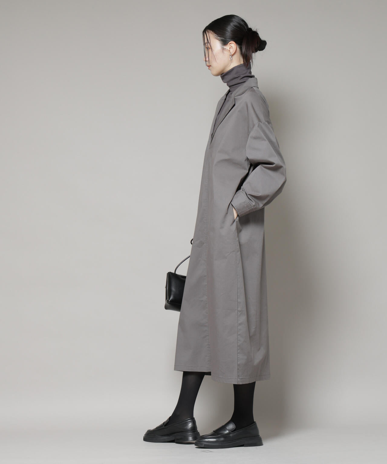 テーラードカラー ロングワンピース