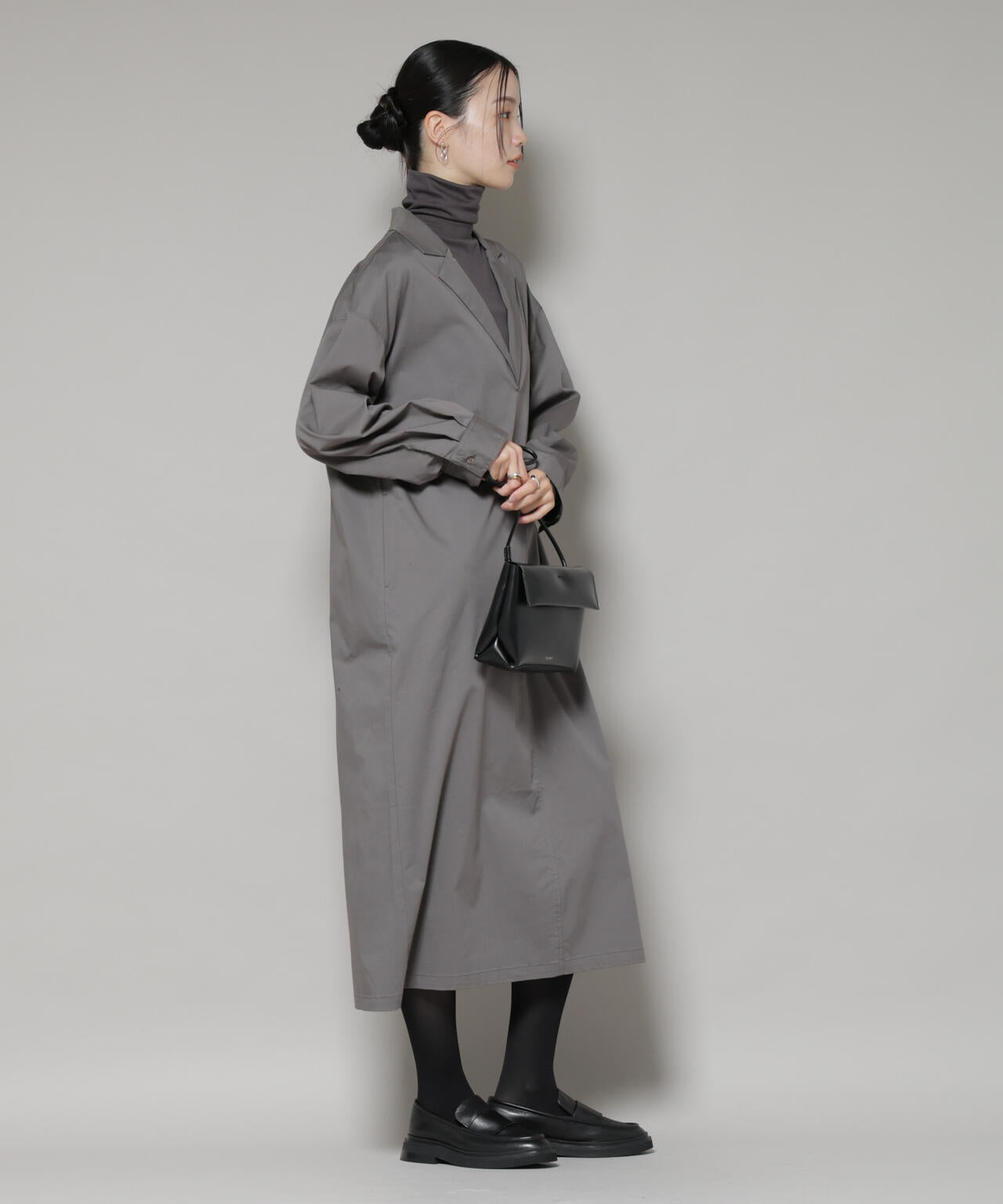 テーラードカラー ロングワンピース