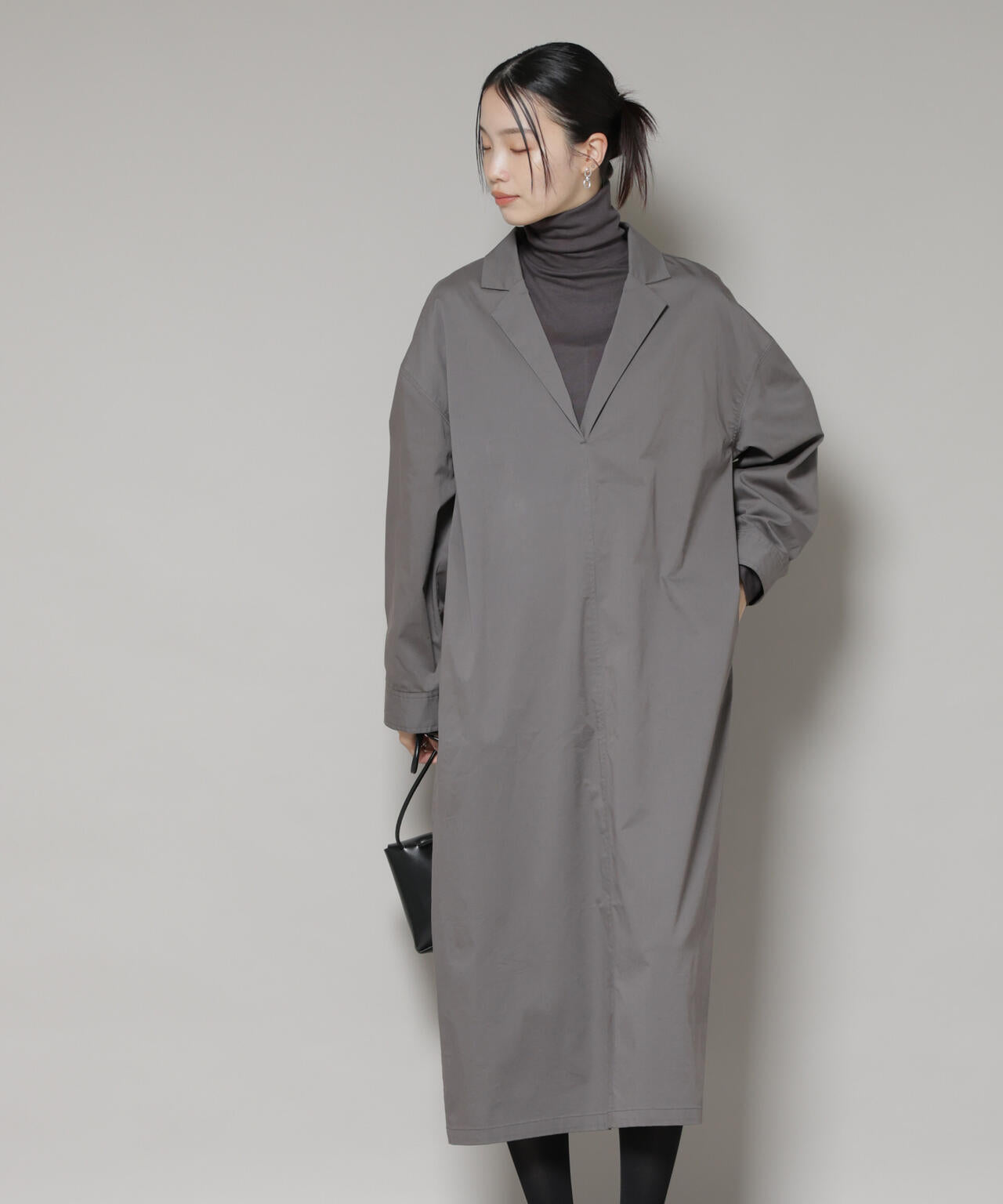 テーラードカラー ロングワンピース