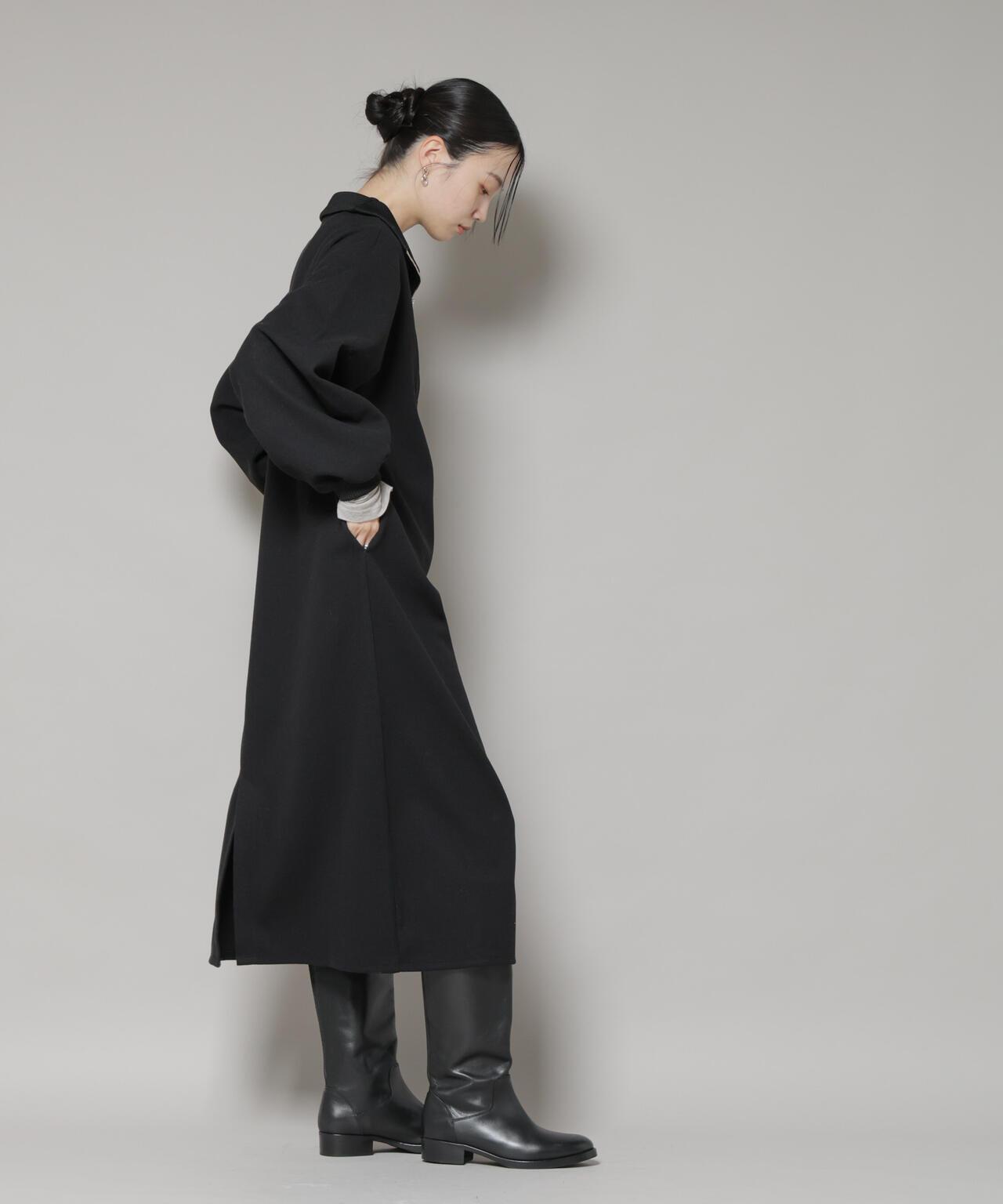 圧縮起毛 ハーフジップ ワンピース