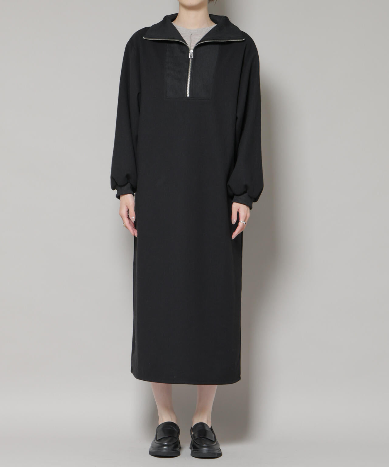 圧縮起毛 ハーフジップ ワンピース