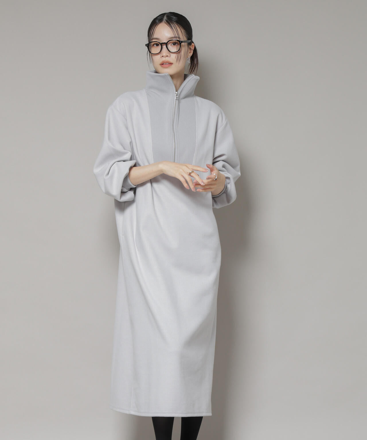 圧縮起毛 ハーフジップ ワンピース