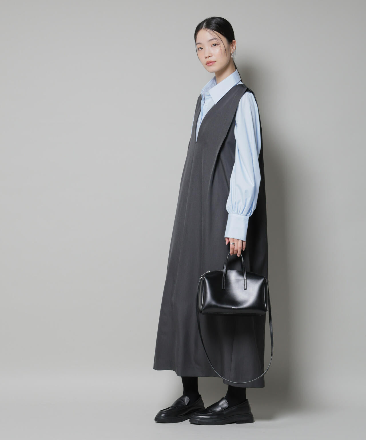 WAAC ワンピース　インナー付き　2 セール】 【洗える】ノルディス2wayジョーゼット タックディテール