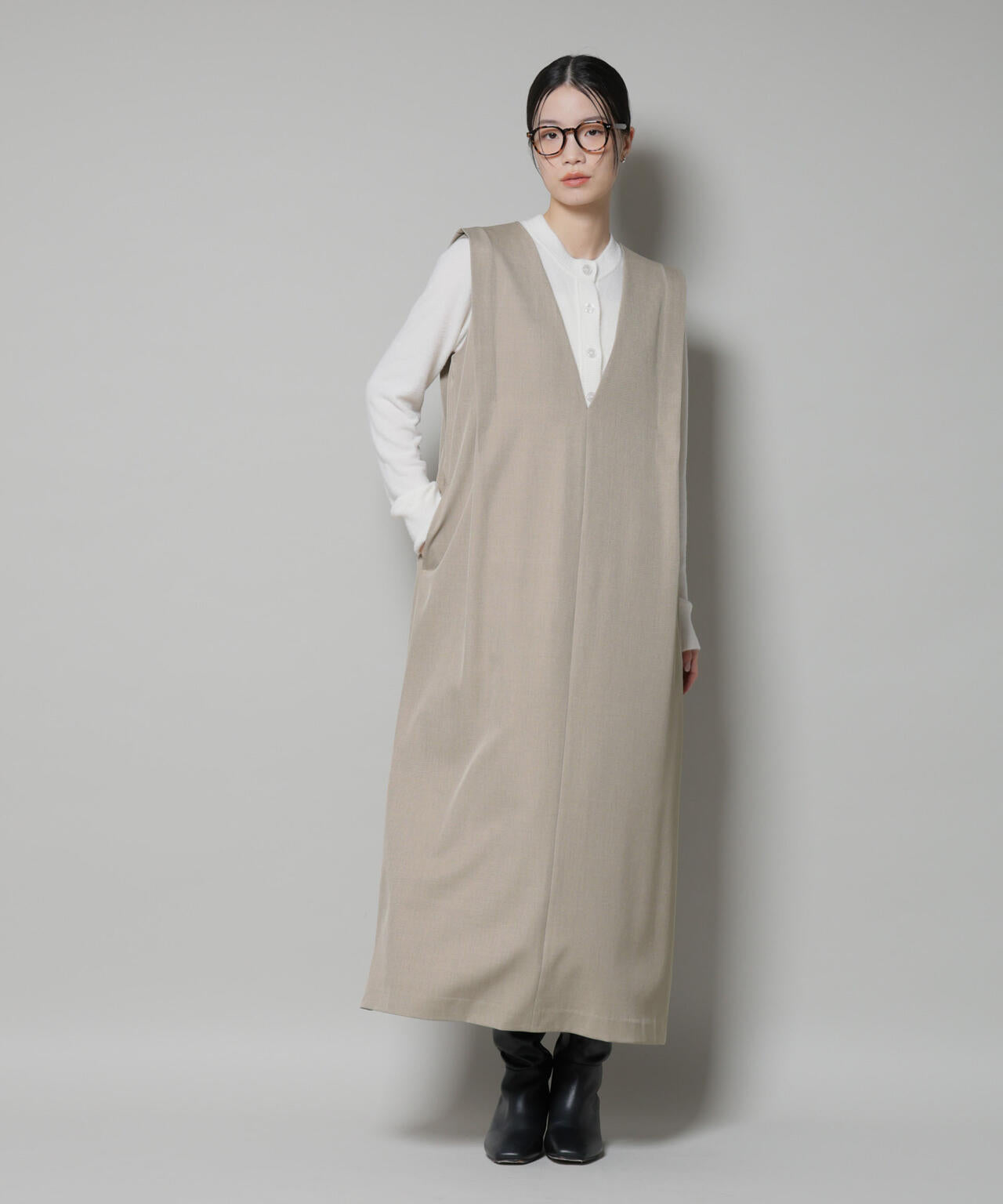 ❀YOKANG2wayVネックワンピース❀ ショルダータック Vネック ワンピース