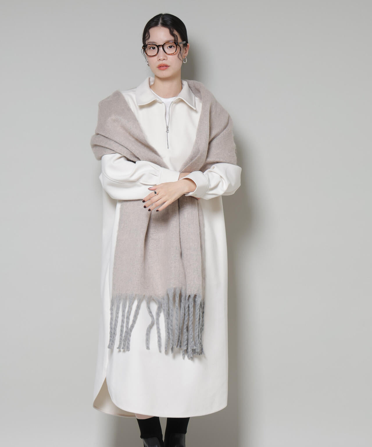 ソフトメルトンジャージーハーフジップワンピース 6735219327