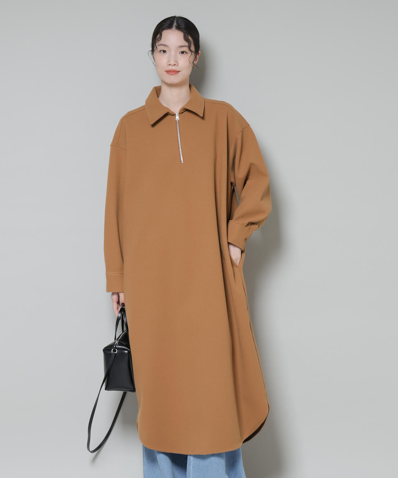 ソフトメルトン ジャージー ハーフジップ ワンピース