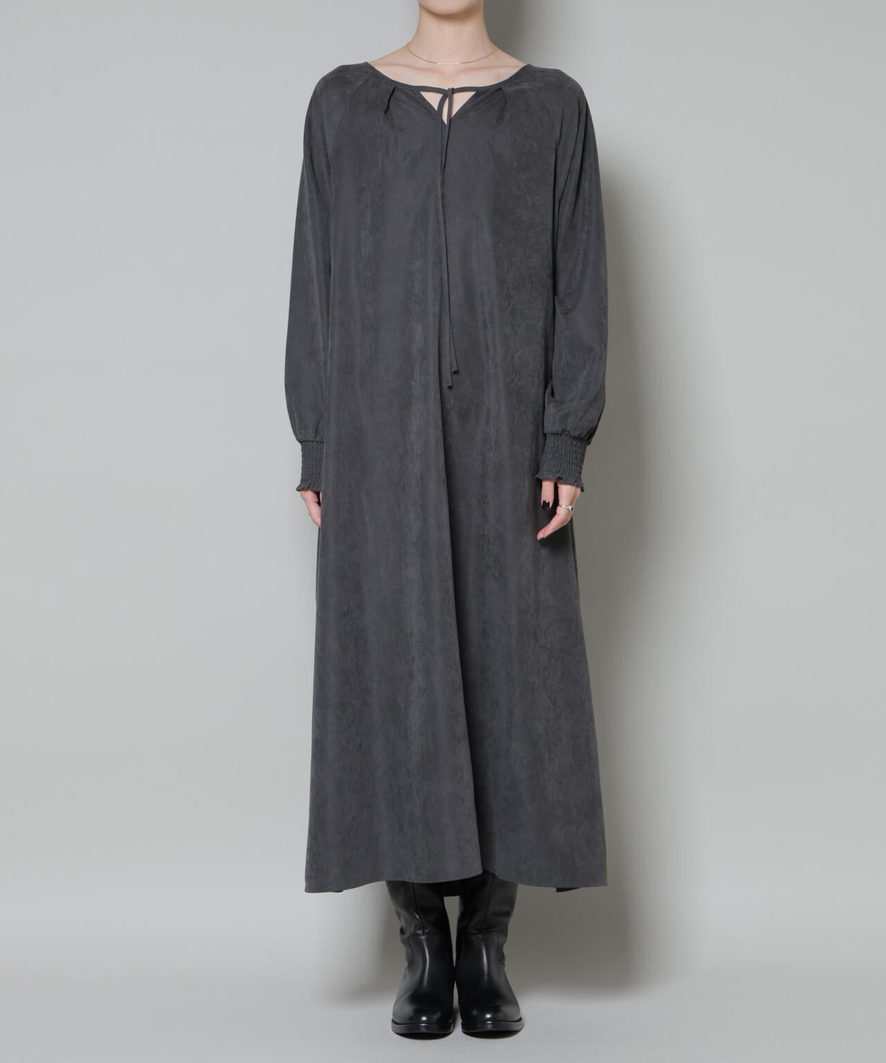 取り外し可能ラッフルカラー付きピーチフレアワンピース 6735219329