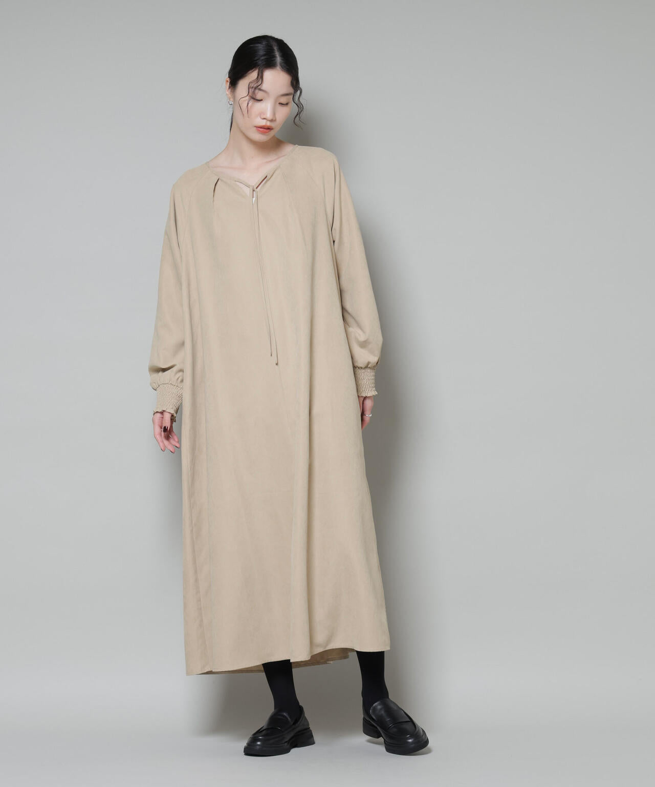 取り外し可能ラッフルカラー付きピーチフレアワンピース 6735219329