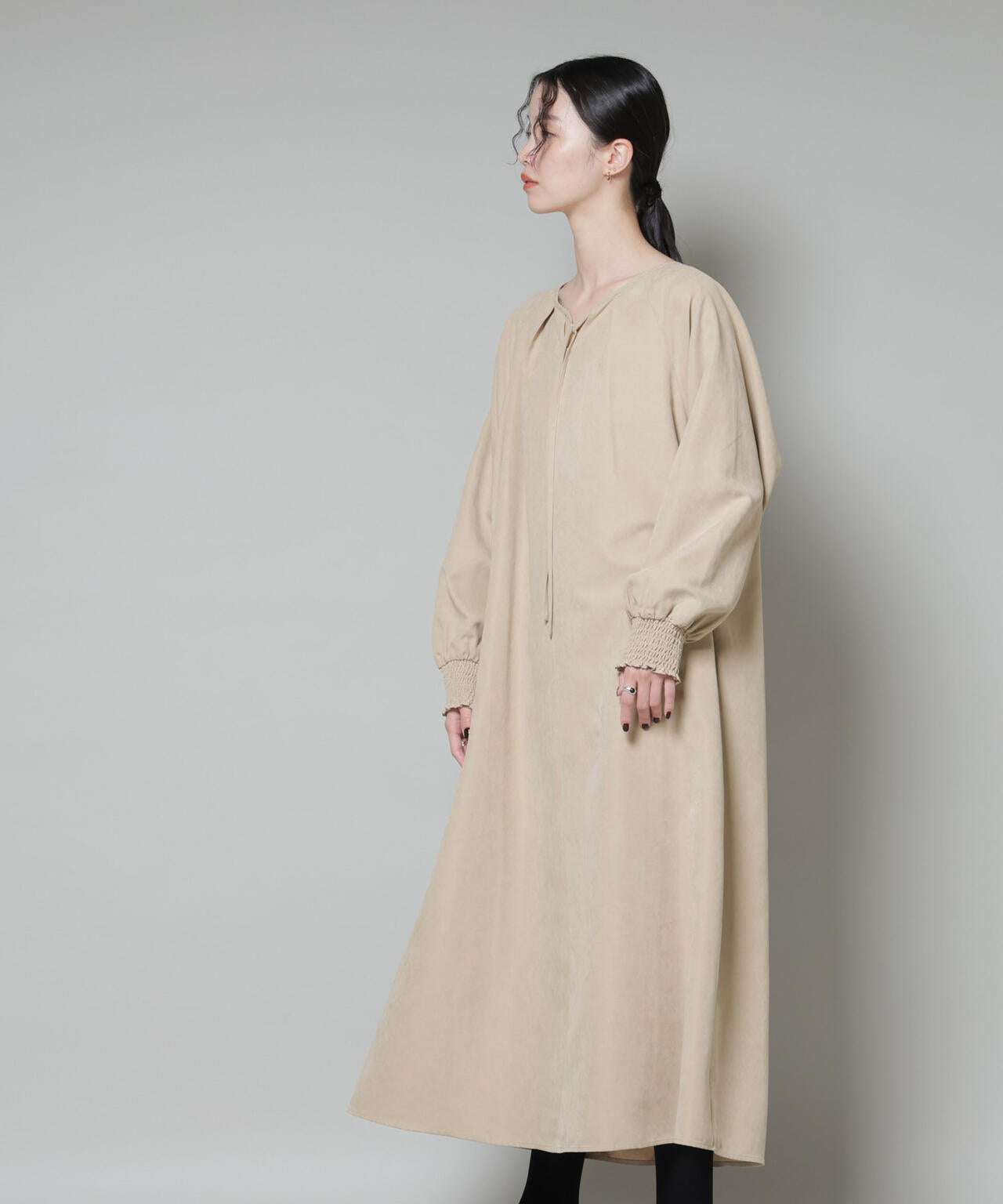 取り外し可能ラッフルカラー付きピーチフレアワンピース 6735219329