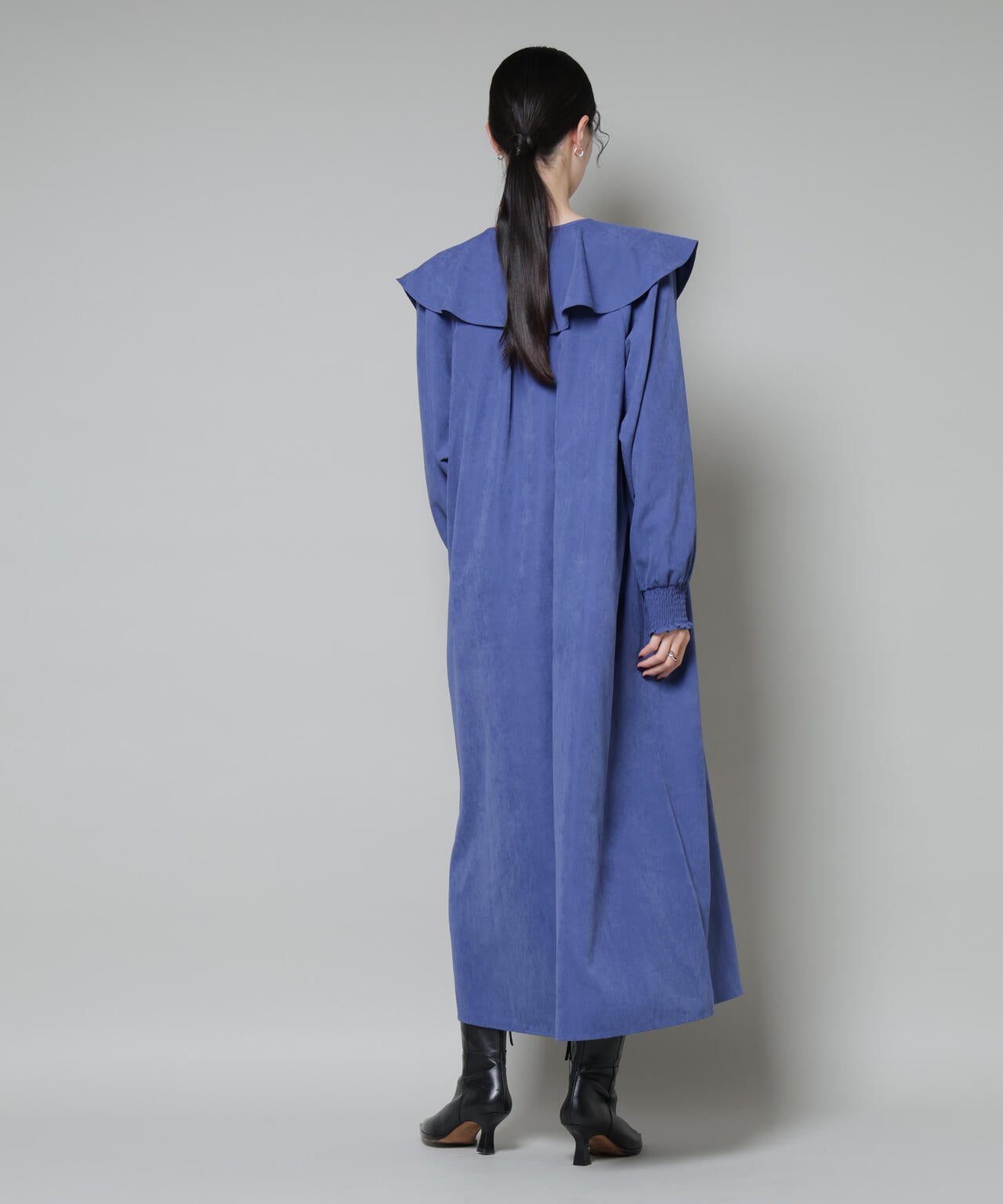 取り外し可能ラッフルカラー付きピーチフレアワンピース 6735219329