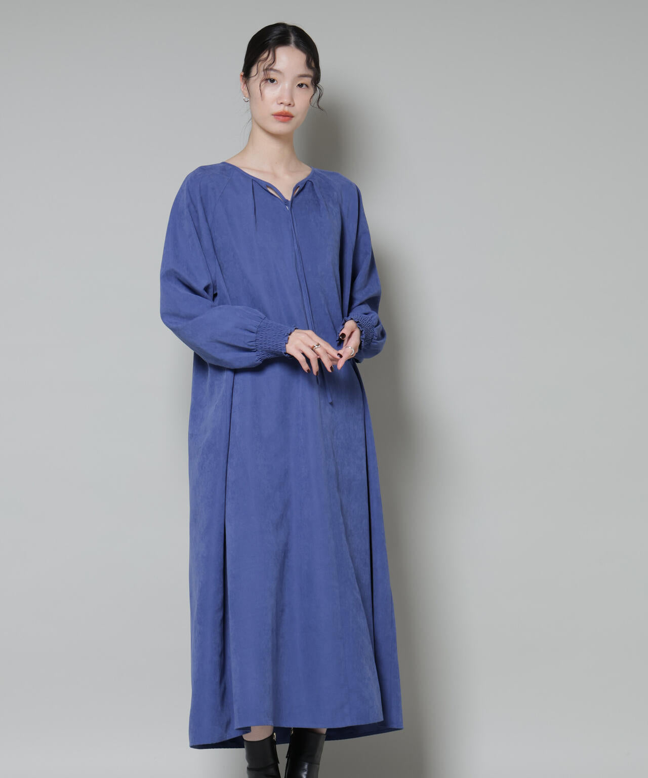 取り外し可能ラッフルカラー付きピーチフレアワンピース 6735219329