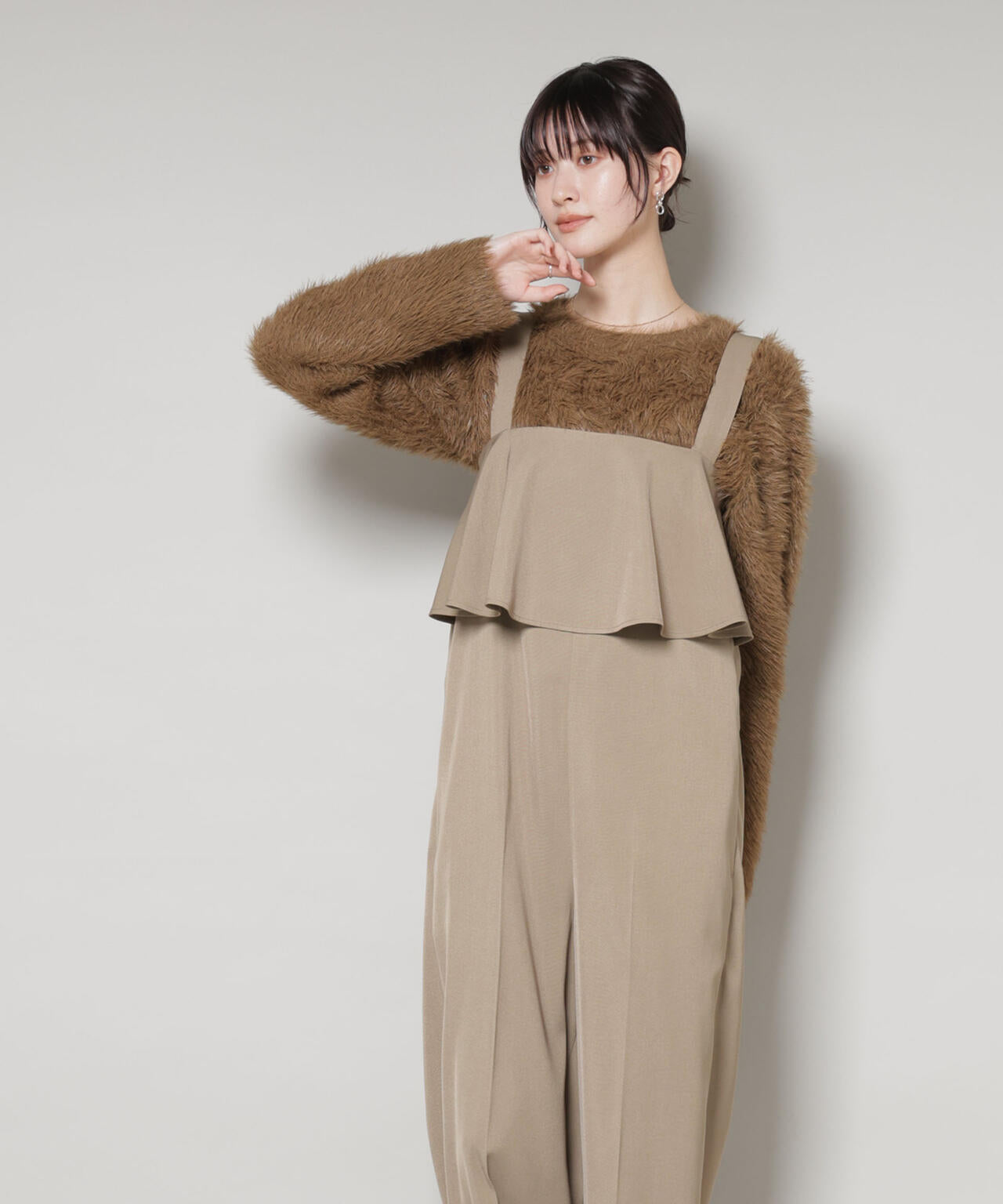 フロント フリル サロペット パンツ