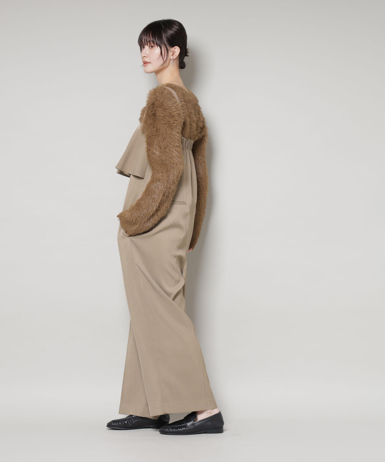 フロント フリル サロペット パンツ