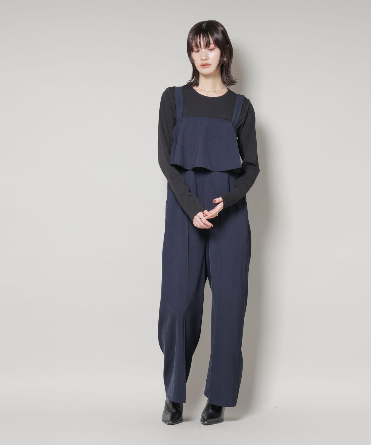 フロント フリル サロペット パンツ