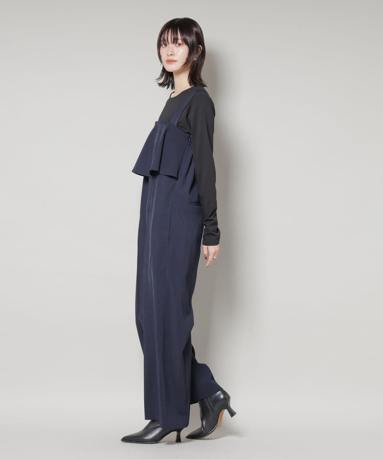 フロント フリル サロペット パンツ
