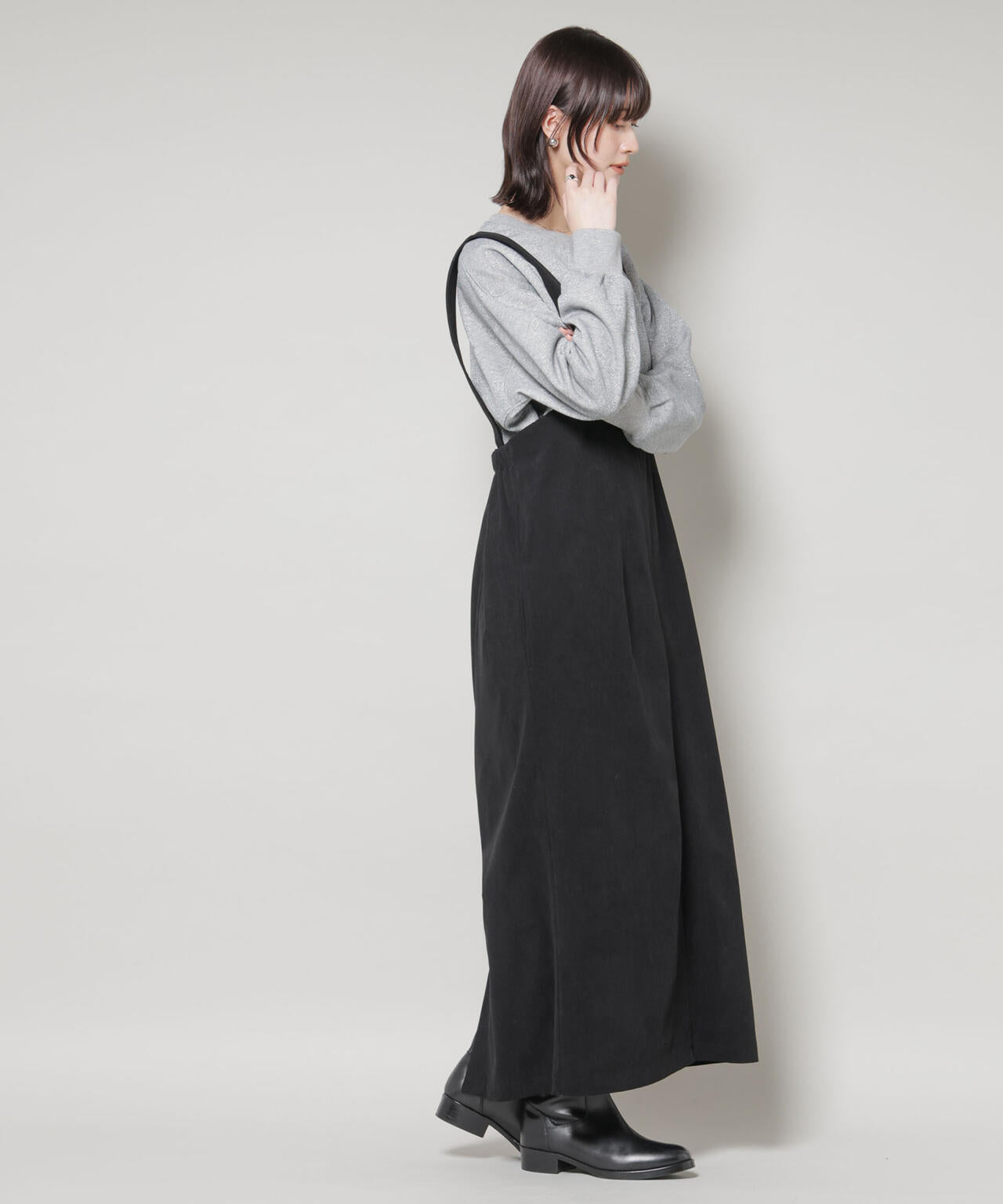 ストレッチ起毛ジャンパースカート(セットアップ可) 6735219331